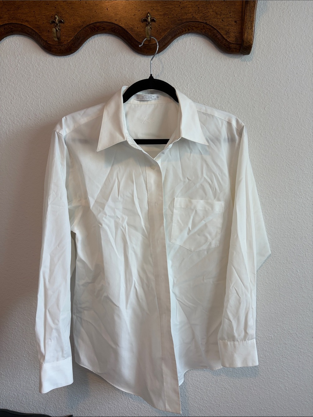 Foxcroft White Long-Sleeve Dress Shirt - Classic Point Collar